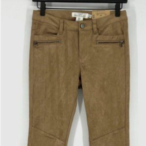 H&M Pants Womens Size 8 Faux Suede Tan Brown Ankle Zip Skinny Slim Leg NWT